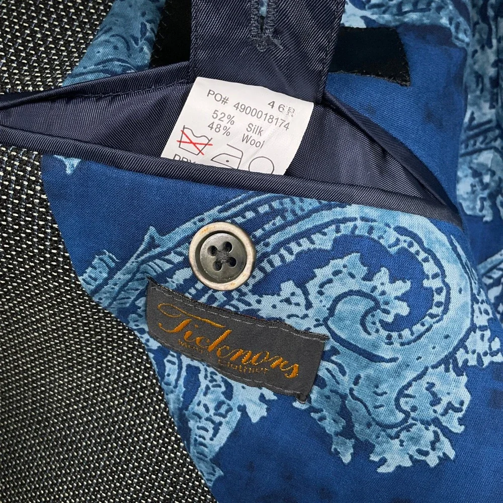 Tallia Blazer Mens 46R Gray Micro Texture Sterling Evening Italian Silk Wool NWT